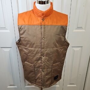 Troll Co. Redford Vest Puffer Dirty Hands Clean Men's Stylish Orange and Tan 2XL